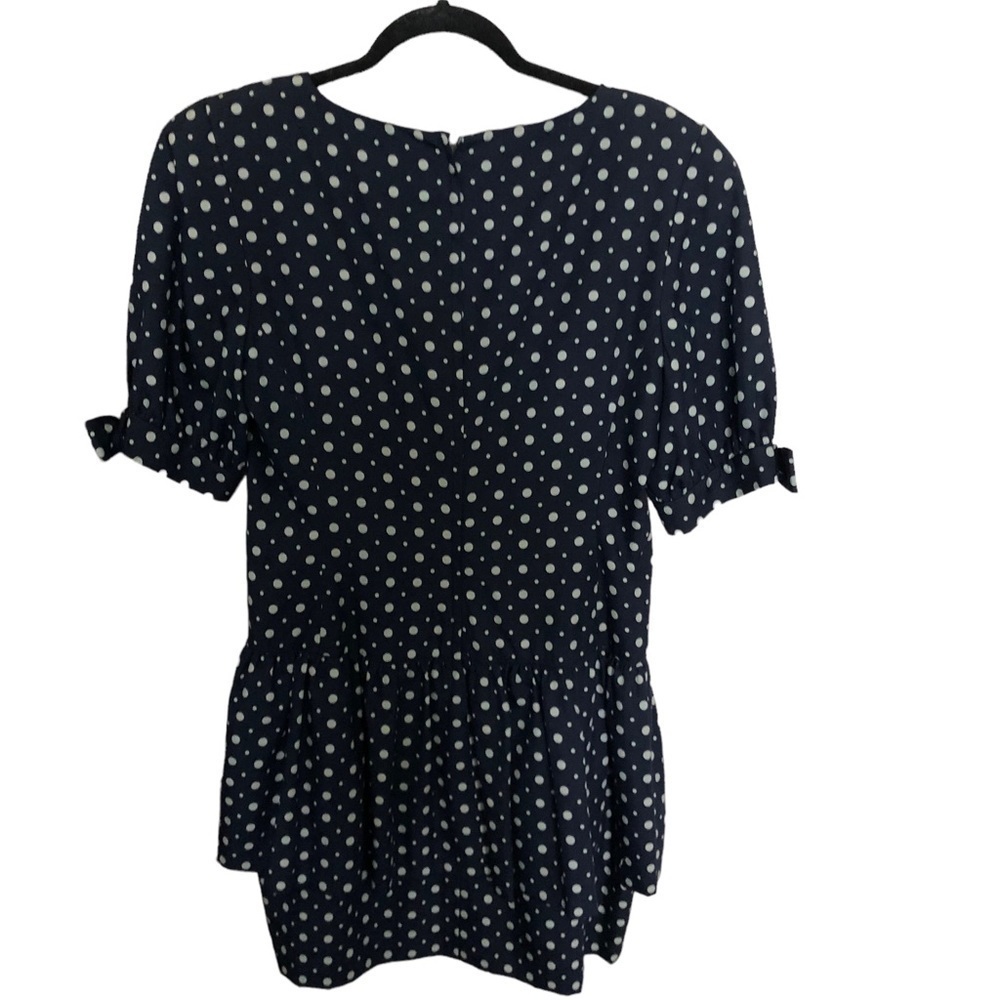 Vintage 1980s Albert Nipon silk polka dot peplum dress - Picture 4 of 5